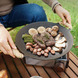 Cast Iron Wok Frying Cooking Round Grill Baking Tray BBQ Grill Outdoor Picnic Grilling Tool Cooking Device For Camping