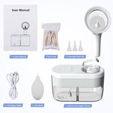 Electric Earwax Remover Ear Irrigation Equipment with 4 Pressure Modes Single Hand Operation with Waste Water Recovery Tank