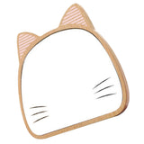 1 Pc Adjustable Makeup Mirror Wooden Cartoon Cat Table Cosmetic Mirror (Khaki)