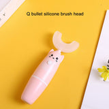 Children U Shaped Electric Toothbrush Waterproof Food Grade Teeth Silicone Cleaning Brush Battery Operated For 3-12 Children