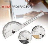 Stainless Steel Round Head 180 degree Protractor Angle Finder Rotary Measuring Ruler Machinist Tool 10cm  Ruler