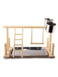 Parrot Play Perch Bird Parrot Play Training Stand Playground Wooden Perch Playpen Exercise PLaygym With Feeder Cup