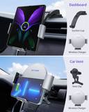 KC S9 2-Coil Auto Sensor Z Fold Wireless Charger 15W Auto Clamping Car Wireless Charger Holder for Samsung Galaxy Z Fold3 Fold4