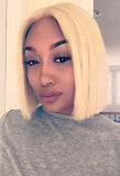 Bob Hair Wig Ladies Short Straight Blonde Medium Differentiated Fiber Head Cover
