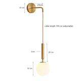 Modern Glass Wall Lamp Scandinavian Wandlamp Bedside Reading Lamp Round applique murale luminaire Nordic Led Wall Lights E27