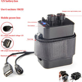 Dropship-Waterproof DIY 6X 18650 Battery Case Box Cover with 12V DC and USB Power Supply for Bike LED Light Cell Phone Router