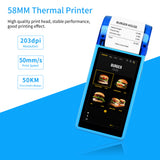 Handheld POS Receipt Printer Android 7.0 PDA Terminal 1D/2D/QR Barcode Scanner 3G WiFi BT Communication with 5 Inch Touchscreen