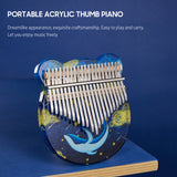 CEGA 17-Key / 21-Key Acrylic Kalimba Piano Finger Mbira with EVA Bag/Tuning Hammer/Sticker/Cleaning Cloth Musical Gift for Kids