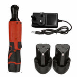 WENXING Electric Wrench 3/8'' 12/42V 90° 45/60Nm Right Ratchet Angle Wrench Power Tool  with 2 BatterIies Charger UK/US/EU plug