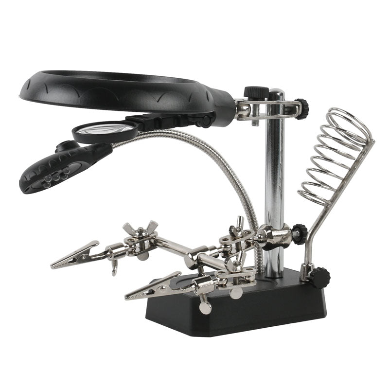 Multifunctional Magnifier Electric Iron Welding Tool+5 LED Lights Desktop BGA Workbench Motherboard Repair Fixture
