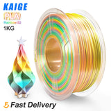 KAIGE PLA SILK 1.75MM 1KG Filament Sublimation Products Rainbow02 2.2lbs Textur -/+0.02MM PLA Refills Biodegradable Material