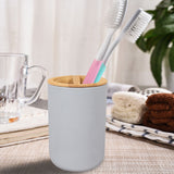 NEW Bathroom Accessories Set 6 Pieces Bamboo Room Set Toothbrush Holder Soap Dispenser Toilet Brush Trash Can Bathroom