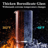 French Press Coffee Tea Maker Thickened Borosilicate Glass Coffee Press Rust-Free Dishwasher Safe Black Coffee Maker Portable