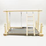 Bird Toys Parrot Playstand Play Stand Cockatiel Playground Wood Perch Gym Playpen Ladder with Feeder Cups