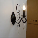Retro Loft wall lamp white black iron crystal deco wall lighting fixture forbedroom restaurant aisle pub cafe Lantern sconce
