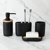 Bathroom Accessories Set - 4-Piece Bathroom Gift Set with Soap Dispenser, Glass, Soap Dish, Home Toothbrush Holder (White)