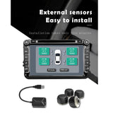 USB2.0 Wireless TPMS Tire Pressure Monitor System W/ 4 External Sensors