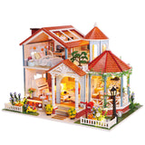 CUTEBEE DIY Dollhouse Kit Wooden Doll House Miniature House Furniture Kit Casa Music Led Toys for Children Birthday Gift A68B