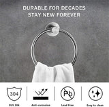 Wall Mount 304 Stainless Steel Bath Towel Ring Bathroom Hardware Set Hand Towel Holder Brushed Nickel Circle Rings Towel Rack