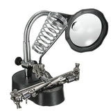 LED Light Soldering Iron Stand Holder Station Clamp Clip Helping Hands Magnifying Glass Magnifier Repair Power Tool Accessory