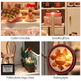 DIY Doll House Miniature Sweet Chocolate Waiting Time Store Dollhouse With Furnitures WoodenToys For Children Birthday Gifts