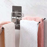 3 Layers Wall Mounted Towel Rack Stainless Steel 180 Degree Rotating Hook Hanger