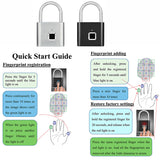 Keyless USB Rechargeable Fingerprint Smart Padlock Quick Unlock Zinc Alloy Door Loker Box Keyed Door Lock Home Security