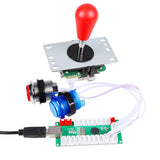 2 Player Ellipse Arcade Kit Oval Bat Joystick Handles LED Chrome Arcade Buttons for Arcade Standard Controller DIY Games MAME