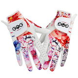 Pack 1 Pair Golf Gloves Women Left and Right Hand Genuine Leather  Lycra  Non-Slip Colorful Fabric Breathable Soft Sports Gloves