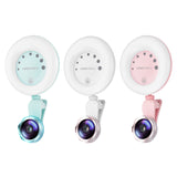 2022.Mini Cell Phone Lens with Beauty Selfie Ring Light Clip on Wide Angle Lens