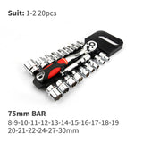 Crv Quick Release Reversible Ratchet Socket Wrench Set Tools with Hanging Rack 1/4"3/8''1/2'' Drive 6.35mm 10mm 12.5mm