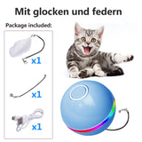 Smart Interactive Cat Toy Colorful LED Self Rotating Ball With Catnip Bell And Feather Toys USB Rechargeable Cat Kitten Ball Toy