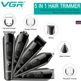 VGR 5in1 grooming kit professional hair trimmer for men beard clipper electric facial body grooming for nose ear eyebrow