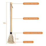 1 Pack Grill Basting Mop Wooden Long Handle with 9 Extra Replacement Heads,BBQ Basting Mop for Grilling Barbecue Cooking