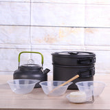 Portable Camping Cookware  Aluminum Travelling Hiking Picnic BBQ Tableware Set Outdoor Cooking Equipment Tableware Utensils