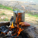 Bushcraft Grill Stainless Steel Outdoor Camping Grill Kitchen Cooking BBQ Rack Campfire Hiking Travel Portable Camping Tool