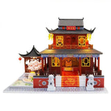 DIY Wooden Dollhouse Chinese Town Architecture Doll Houses Miniatures with Furniture Toys for Children Friend Birthday Gift
