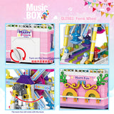 487pcs City Street View Building Blocks Friends For Girl Sakura Tree Music Box Bricks Creator Cherry Blossom Tree House Toy