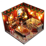 DIY Miniature Dollhouse Kits Furniture Christmas Carnival Night Wooden Dolls House With LED Light Toys For Children Gift