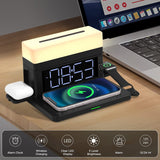 Wireless Charging 6 in 1 Desk Lamp Digital Alarm Clock Night Light for Apple Watch Airpods Iphone XS XR 11 12 13 Pro Samsung S22