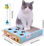 2022 New Cat Toy Chase Hunt Mouse Cat Game Box 3 in 1 with Scratcher Funny Cat Stick Cat Hit Gophers Interactive Maze Tease Toy
