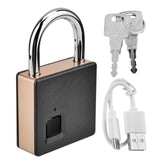 Smart Door Lock Metal Fingerprint Door Lock Padlock Stainless Steel Biometric Portable Outdoor Padlock Dustproof Waterproof Lock