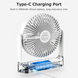 Multifunctional Rechargeable Desktop Fan Low Noise 4-gear Adjustable Wind Detachable Fan Blade Built-in 4000mAh Battery