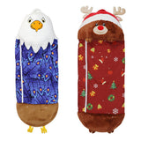 2 In 1 Kids Foldable Animal Sleeping Bags Soft Warm Sleeping Sack Pillow Kick-proof Eagle Elk And Child Wrap Blankets
