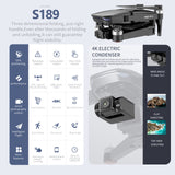 NEW RC Drone S189 GPS 6K HD Dual Camera 5G WIFI FPV Brushless Motor Foldable Quadcopter Helicopter Long Battery Life Gift Toy