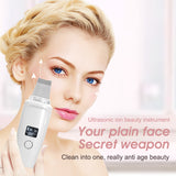 Ultrasonic Skin Scrubber Nano Ion  Cleaner Face Lifting Peeling Extractor Deep Cleaning Beauty Device + Facial Steamer Sprayer