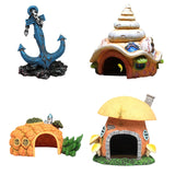 Aquarium Resin House Decoration for Fish Tank Caves Aquatic Pets Hideout for Betta Fish Mushroom/Pineapple/Conch/Anchors