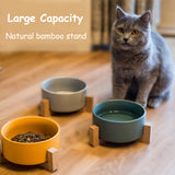 Ceramic Dog Bowl Cat Food Water Bowls with Wood Stand No Spill Large Feeder Dish for Dogs Cats Feeding Puppy Bowls Pet Supplies