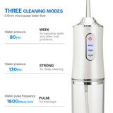 Oral Irrigator 3 Modes USB Rechargeable Water Flosser Portable Dental Water Jet 220ML Water Tank Waterproof Teeth Cleaner