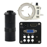 14MP 1080P HDMI VGA Video Microscope Camera + 130X 180x 300x Adjustable Zoom C Mount Lens + 56 LED Ring Light For PCB Soldering